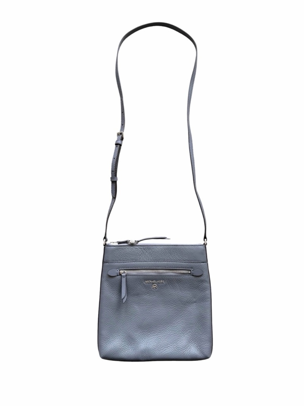 Michael Kors Jet Set North South Charm Leather Crossbody Bag Grey Flat